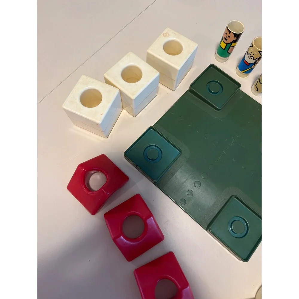 Vintage 1983 Johnson & Johnson Child Development Toys Village Stacking Blocks